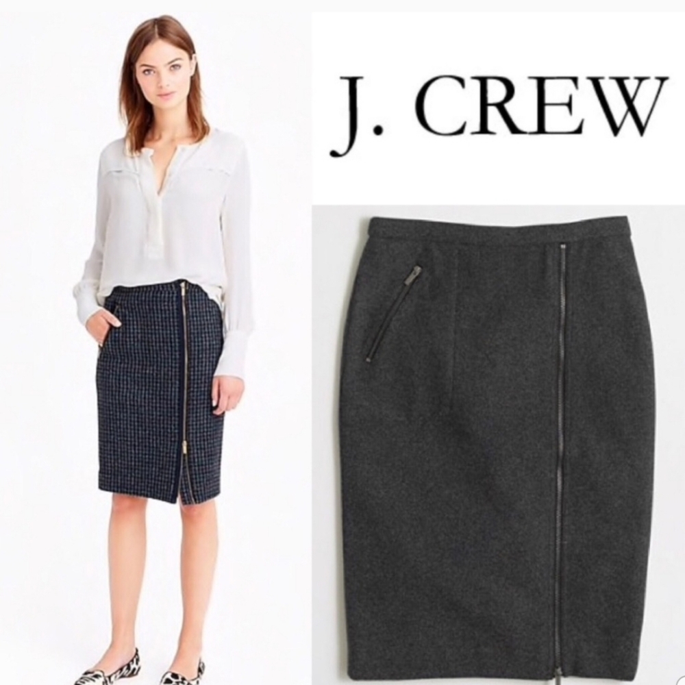 J Crew Asymmetrical zip pencil skirt